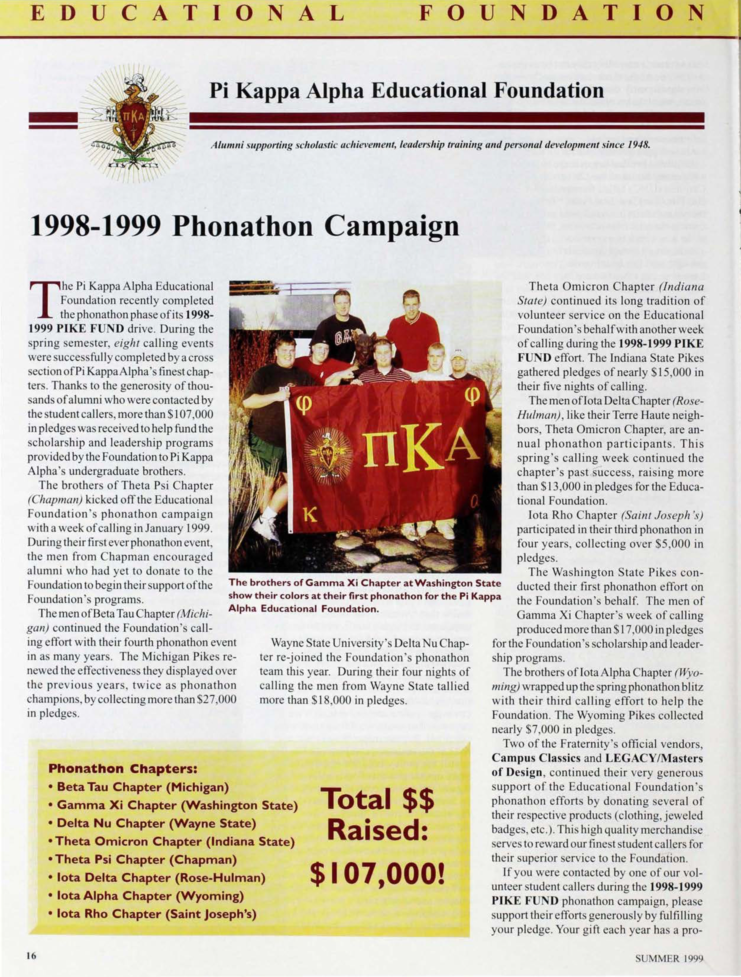 Educational Foundation: 1998-1999 Phonathon Campaign
